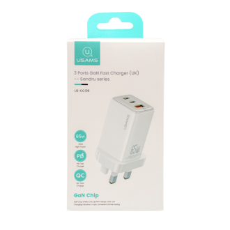 USAMS 65W GAN TECH 3PORT FAST CHARGER